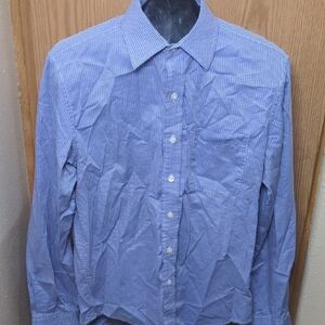 Tasso Elba Blue Casual Button Down Shirt Classic Style